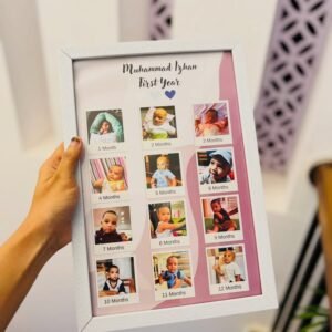 Custom Baby 1st Birthday Milestone Keepsake Frame | Monthly Memories Polaroid Photo Frame