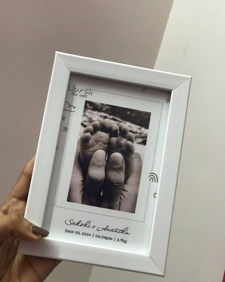 Personalized Minimalist Baby Feet Keepsake Photo Frame – "Worth The Wait" Custom Birth Details Frame