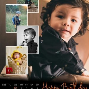 Personalized 5-Photo Baby Birthday Calendar Collage Frame with Custom Name