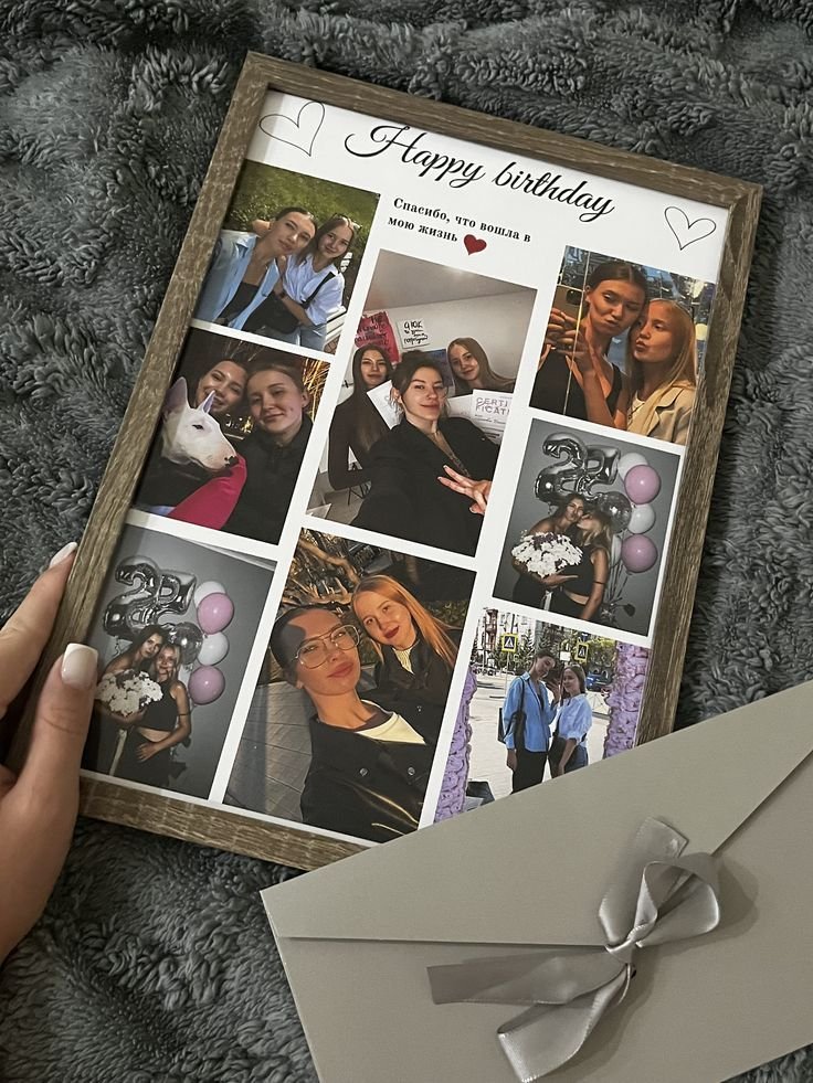 Personalized Wooden Grid Collage Frame – Custom Birthday Photo Poster Gift - Image 2