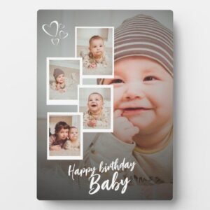 Personalized "Happy Birthday Baby" 5-Photo Collage Plaque