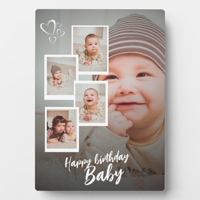 Personalized "Happy Birthday Baby" 5-Photo Collage Plaque