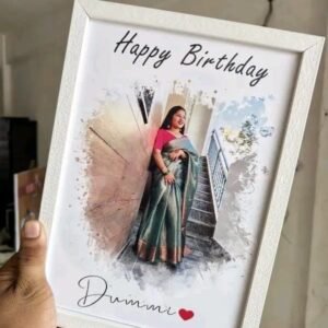 Personalized Watercolor Portrait Frame – Custom Birthday Photo Gift