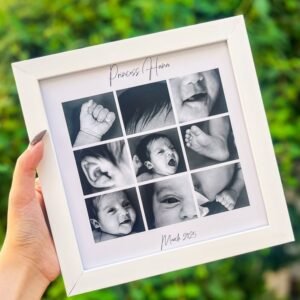 Personalized Baby Features Grid Photo Frame – Aesthetic Newborn Close-Up Collage Frame