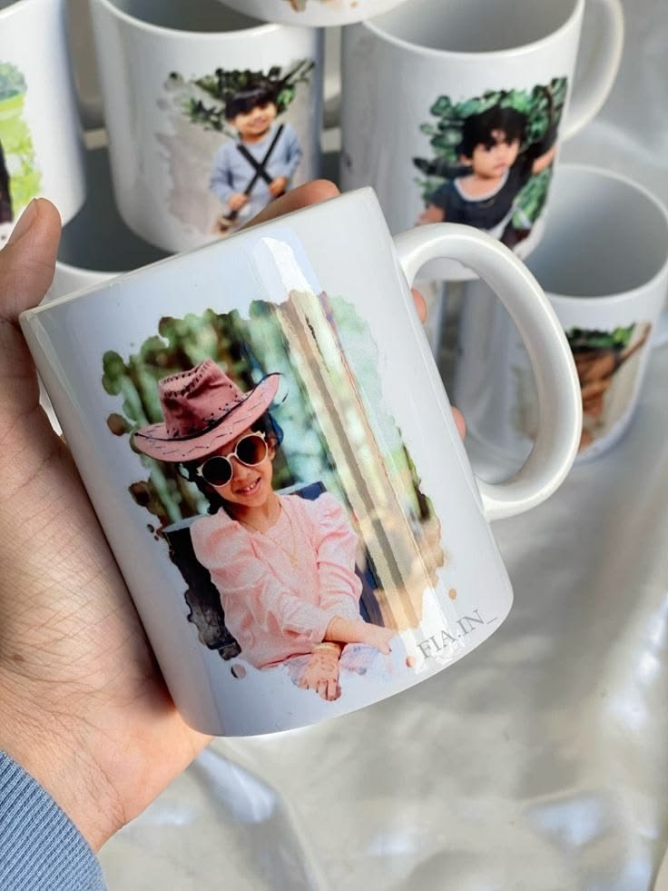 Personalized Watercolor Portrait Ceramic Coffee Mug – Custom Kids & Birthday Photo Mug