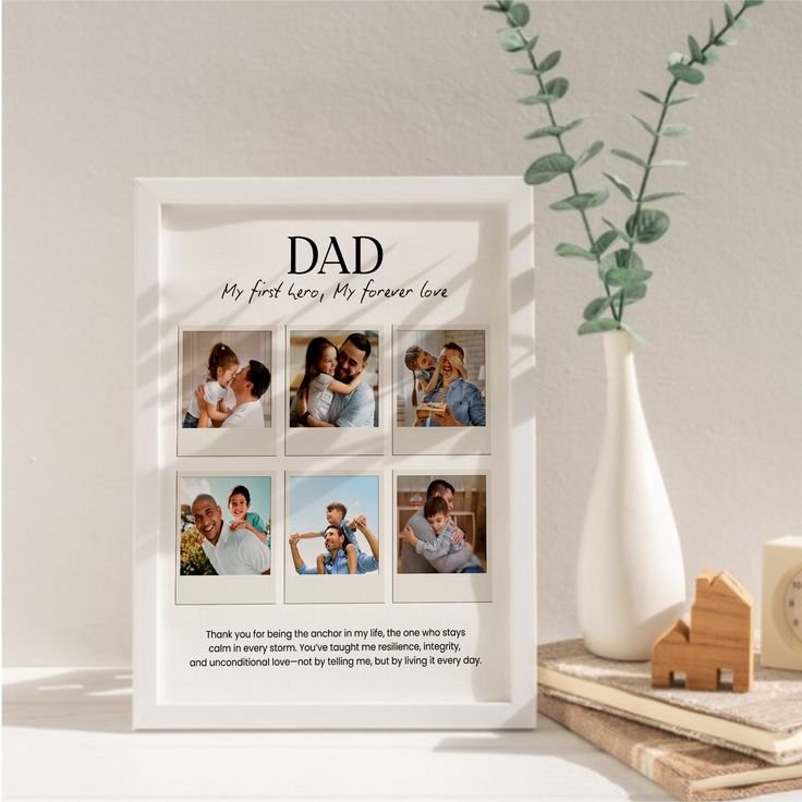 Personalized Father’s Day Polaroid Grid Frame – Custom Dad Photo Keepsake Poster