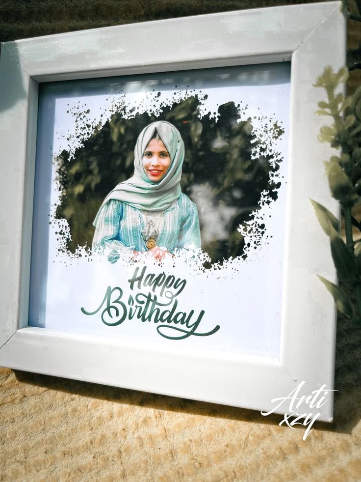 Custom Brush Splash Square Photo Frame – Personalized Birthday Keepsake