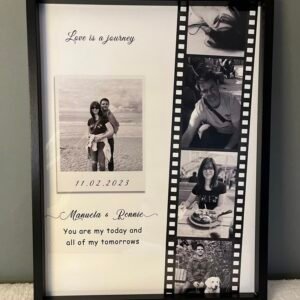 Personalized Vintage Film Strip & Polaroid Couple Frame – Custom Anniversary Story Poster