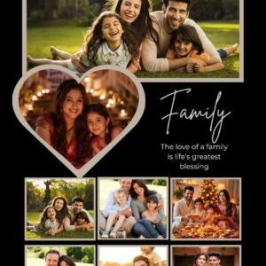 Personalized "Family" 8-Photo Collage Frame with Heart Centerpiece