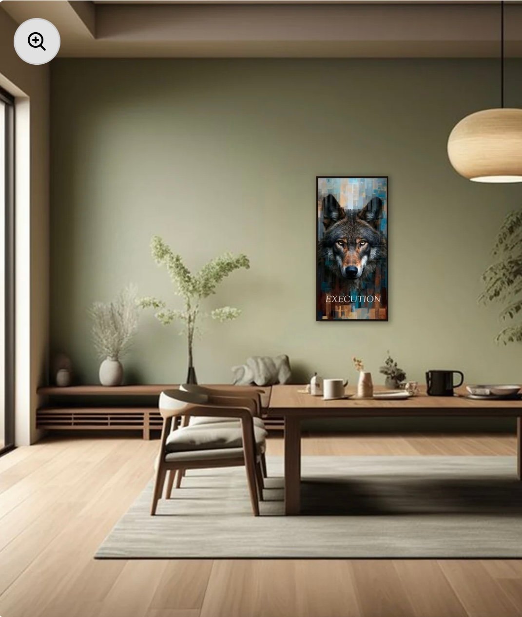 Aesthetic "Execution" Wolf Portrait Motivational Wall Art Frame - Image 2
