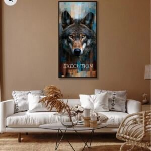 Aesthetic "Execution" Wolf Portrait Motivational Wall Art Frame
