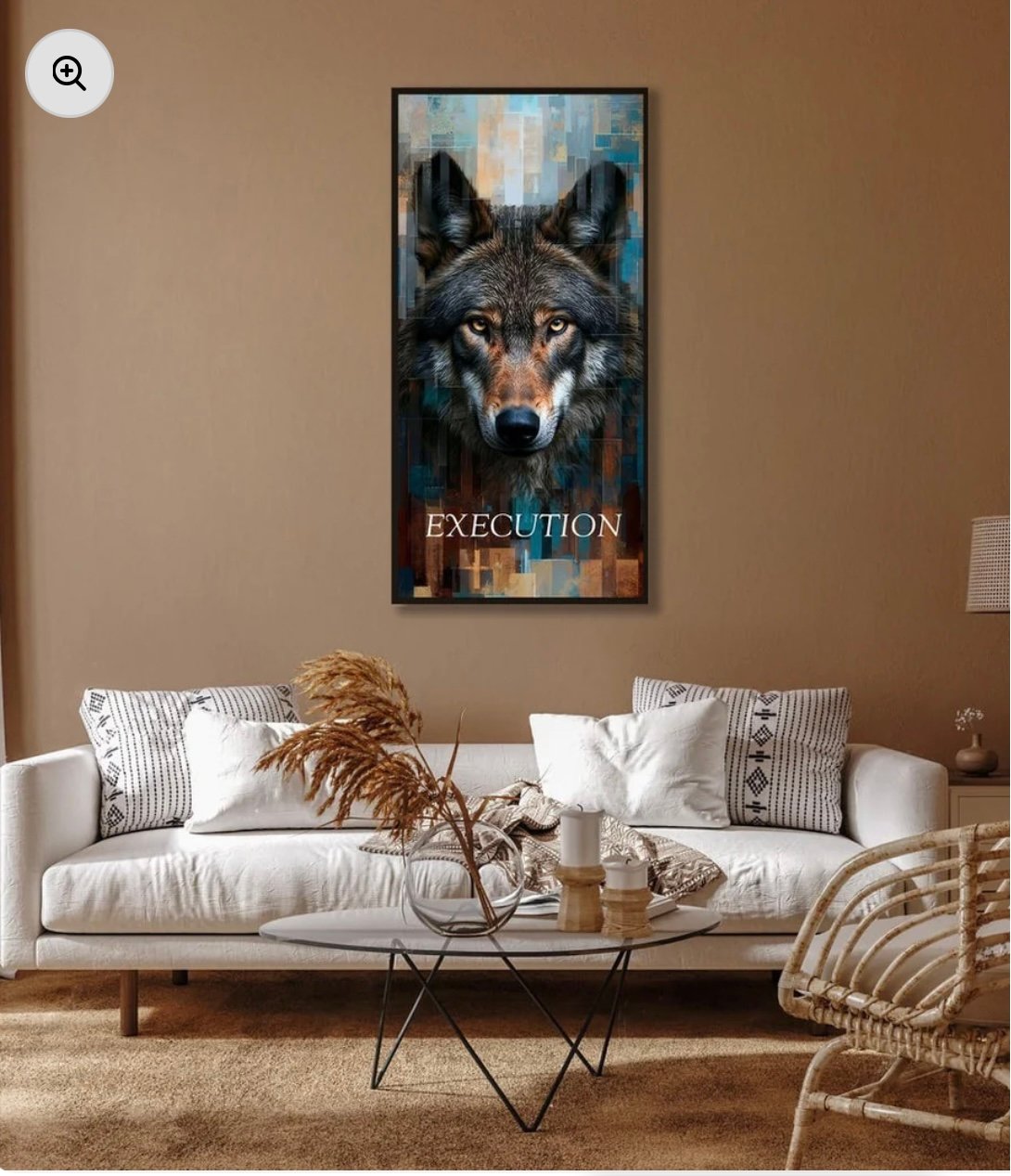 Aesthetic "Execution" Wolf Portrait Motivational Wall Art Frame