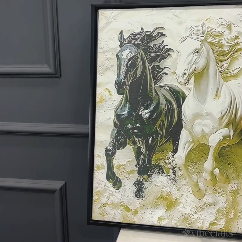 Majestic 7 Running Horses 3D-Effect Panoramic Wall Art | Vastu Decor - Image 4