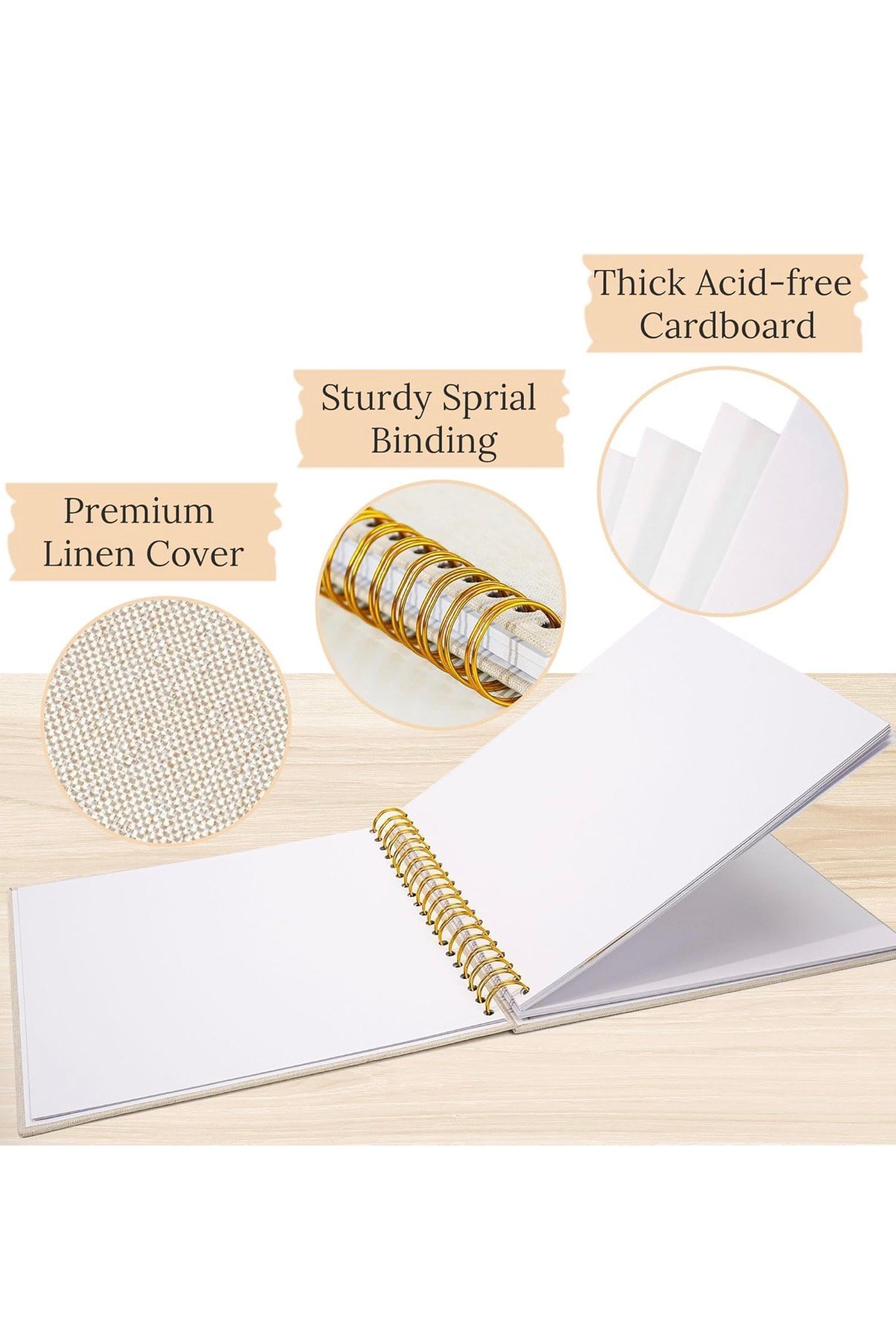 Premium Linen Spiral Scrapbook Photo Album with Custom Cover Window - Image 2