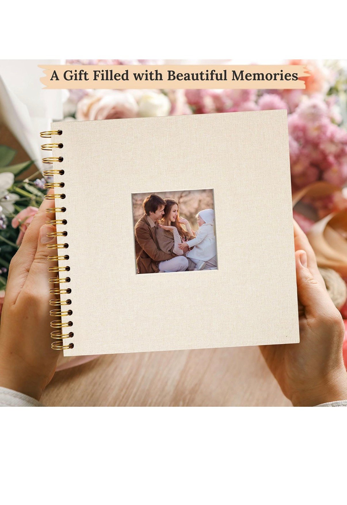 Premium Linen Spiral Scrapbook Photo Album with Custom Cover Window - Image 4