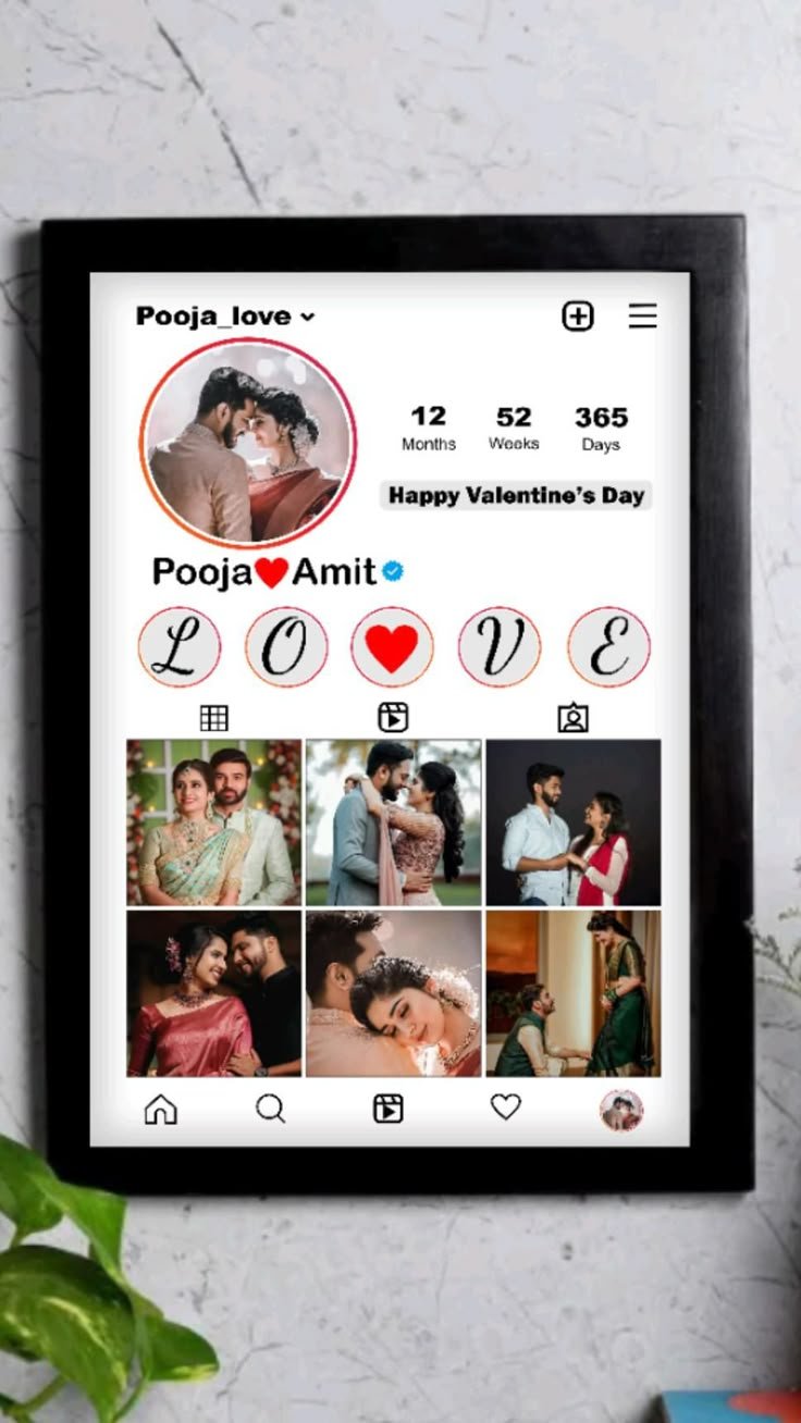 Personalized Instagram Profile Couple Frame – Custom Social Media Keepsake