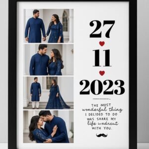 Personalized Minimalist Couple Dual-Photo Frame – Custom Love Story Poster