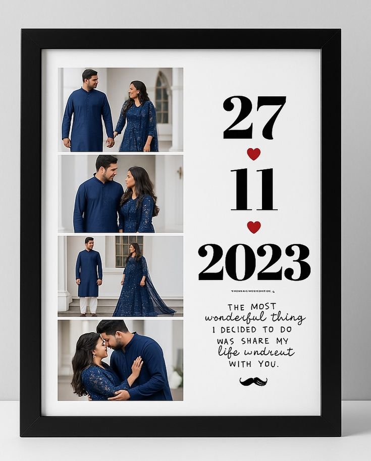 Personalized Minimalist Couple Dual-Photo Frame – Custom Love Story Poster