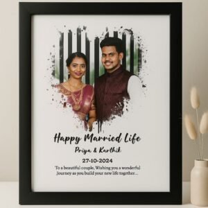 Personalized Brush-Stroke Art Anniversary Frame with Custom Date & Names