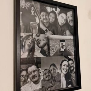 Personalized Black & White Full-Bleed Grid Photo Frame – Custom Couple Collage