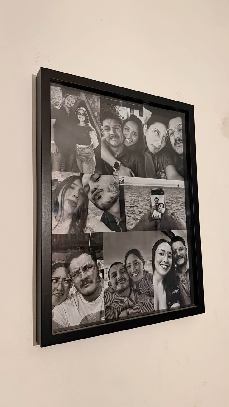 Personalized Black & White Full-Bleed Grid Photo Frame – Custom Couple Collage