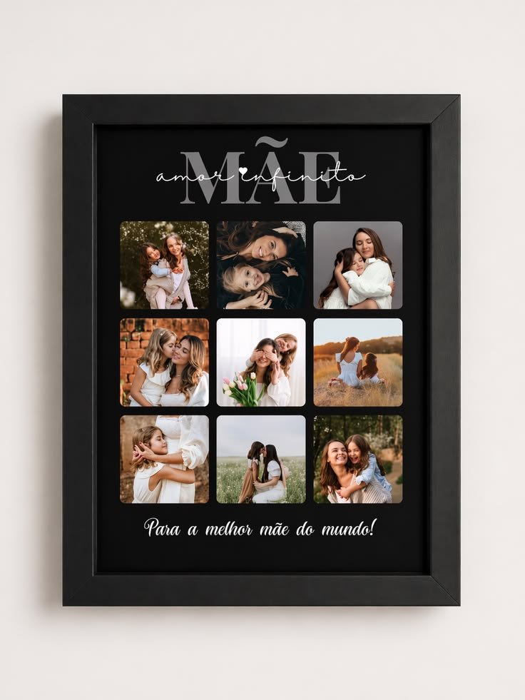 Personalized Dark Theme Mom Infinite Love Photo Frame – Custom Mother’s Day Grid Keepsake