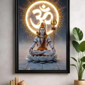 Divine Meditating Lord Shiva with Glowing Om Framed Wall Art