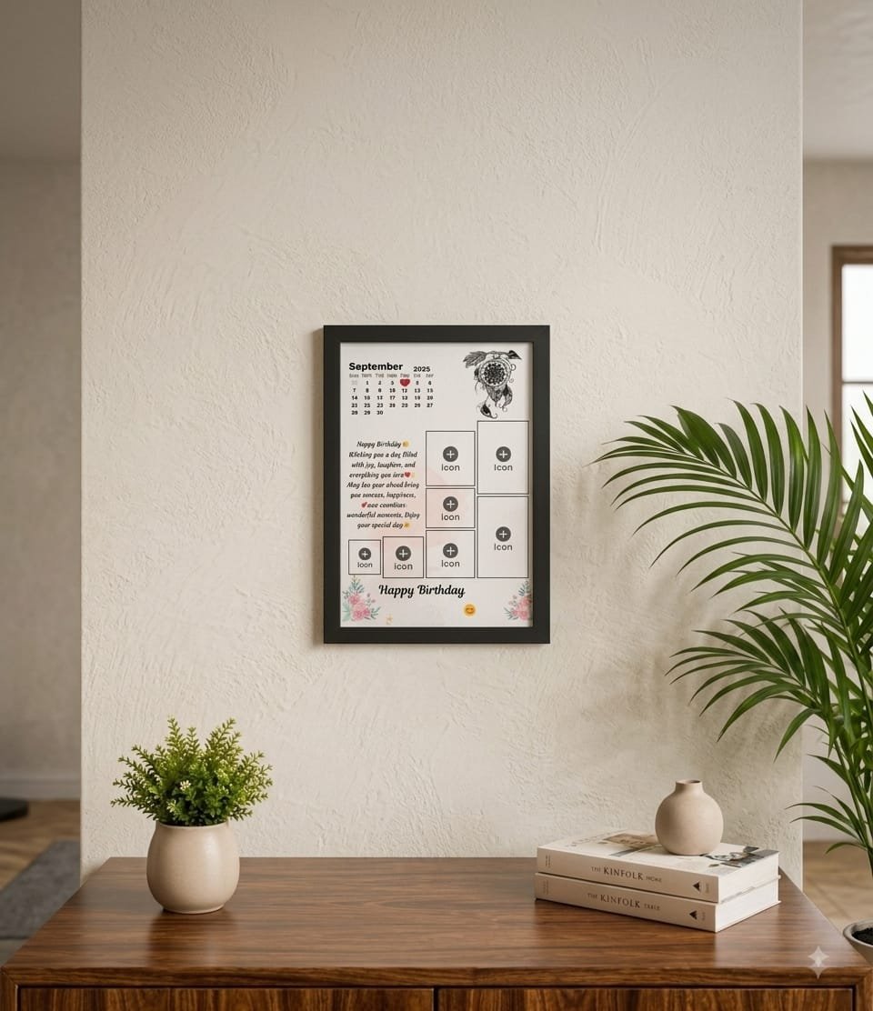 Custom Calendar Birthday Collage Frame with 6 Photos & Dreamcatcher Design - Image 4