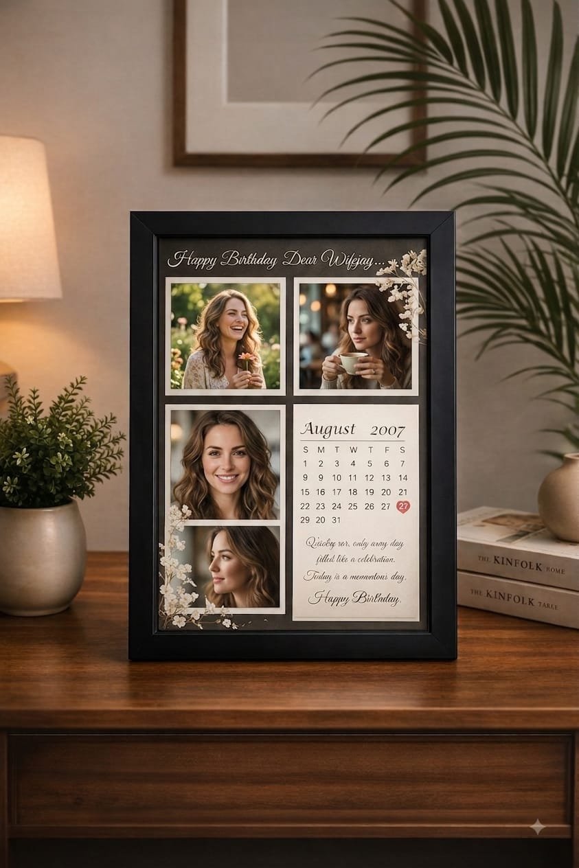 Custom Birthday Collage Frame with Special Date Highlight