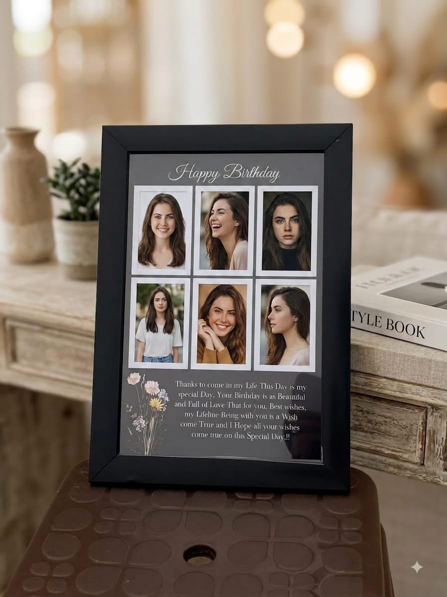 Custom 6 Photo Birthday Collage Frame with Personalized