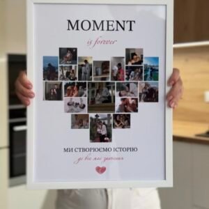 Personalized Heart-Shape Photo Collage Frame – Custom Minimalist Love Poster