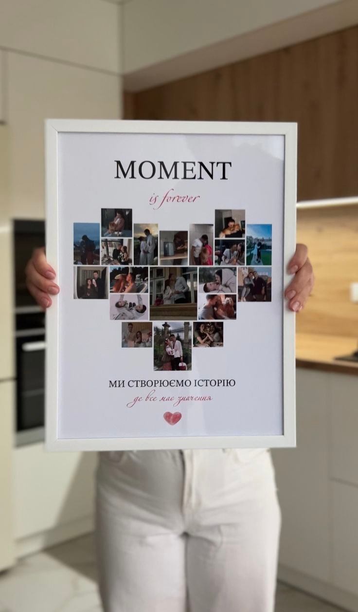 Personalized Heart-Shape Photo Collage Frame – Custom Minimalist Love Poster
