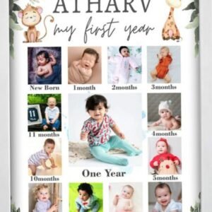 Personalized Safari Theme 'My First Year' Baby Photo Collage Frame