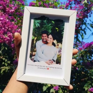Personalized Mini White Photo Frame with Custom Quote & Torn Paper Effect