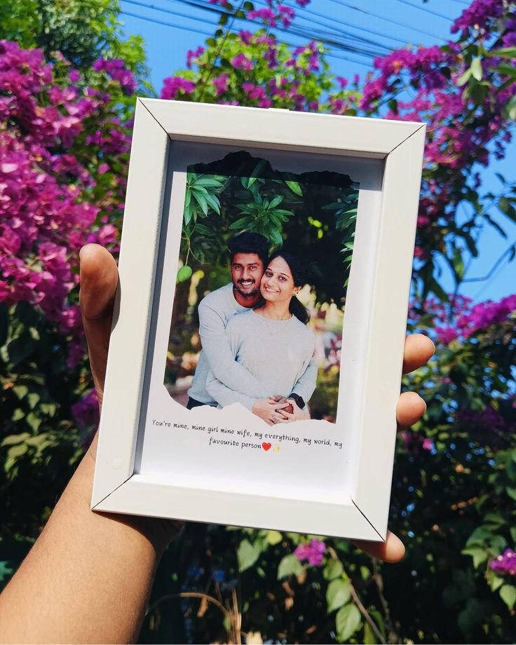 Personalized Mini White Photo Frame with Custom Quote & Torn Paper Effect