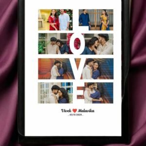 Personalized LOVE Letter Photo Collage Frame – Custom Couple Name & Date Gift