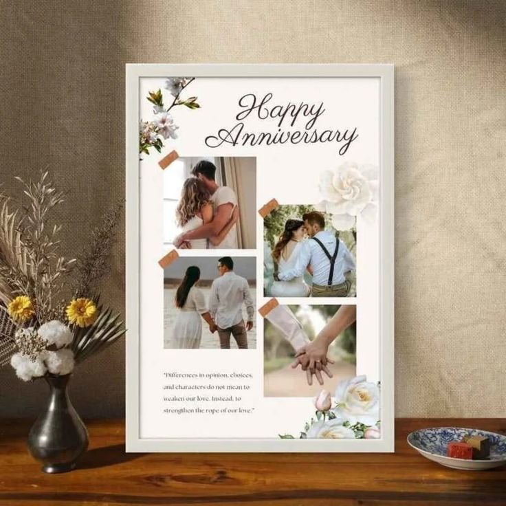 Personalized Floral Scrapbook Anniversary Frame – Custom Aesthetic Photo Gift