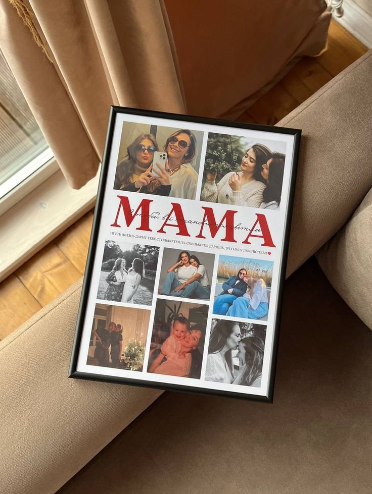 Personalized Red Typography Mom Photo Frame – Custom Multi-Photo Keepsake Frame