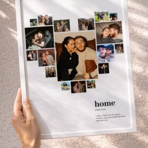 Personalized Definition Heart Collage Photo Frame – Custom "Home" Couple Poster