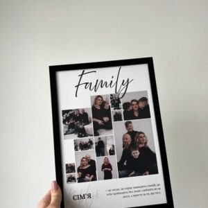 Personalized Family Calligraphy Collage Photo Frame – Custom Family Quote Poster