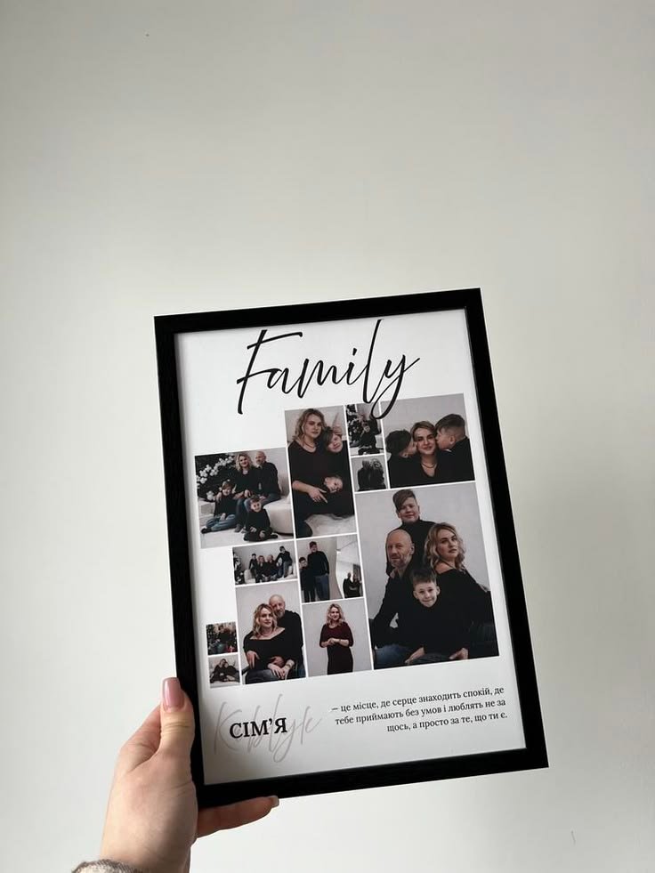 Personalized Family Calligraphy Collage Photo Frame – Custom Family Quote Poster