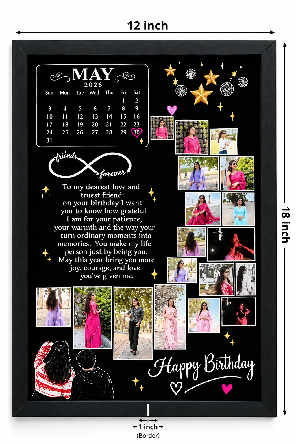 Personalized Birthday Photo Collage Frame | 12×18 Inch Custom Birthday Gift